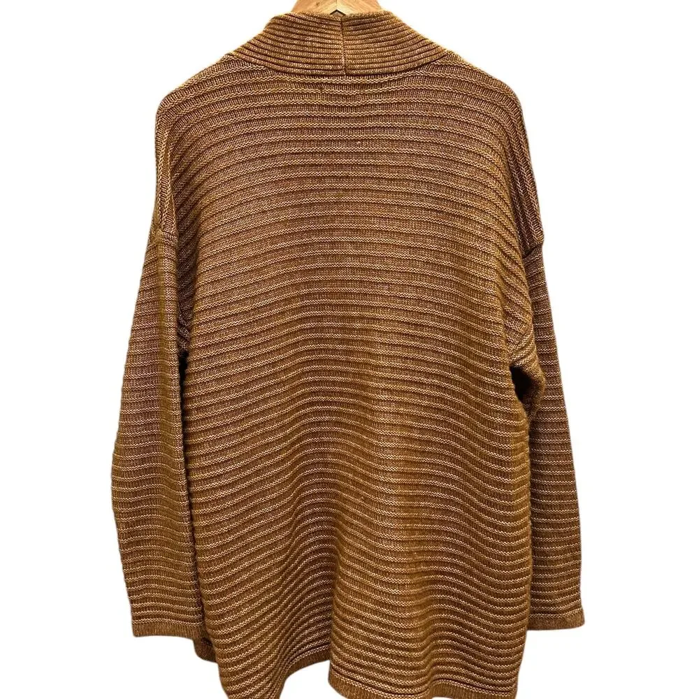 Nine West Brown Open Front Long Cardigan XL Lightweight Knit‎ Layering
